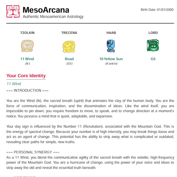 Astrological Report Preview